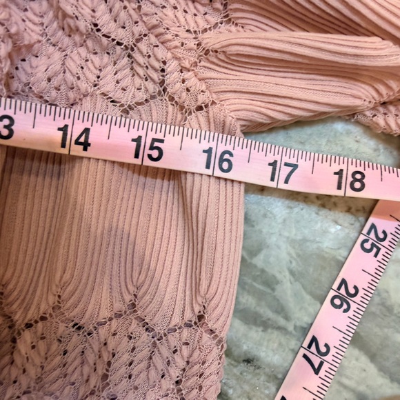 Coco + Carmen Blush Pink Lace Knit Sweater Top S/M Romantic Boho - Picture 6 of 8
